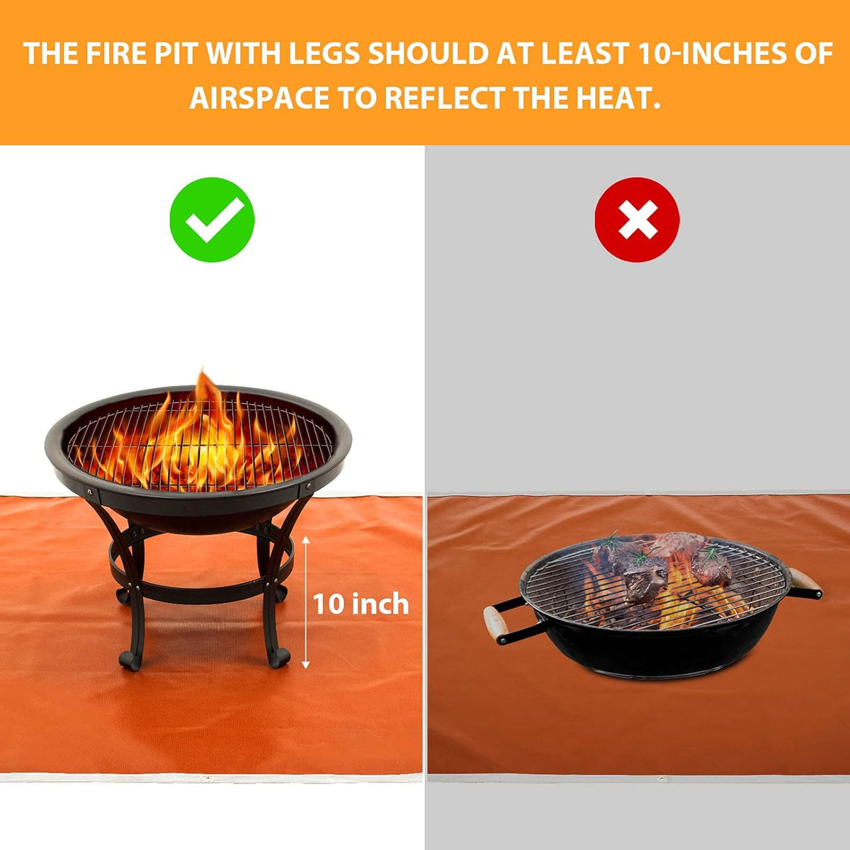 Fire Pit Mat Grill Mat Flame Retardant Felt Fabric Floor Mat O296268