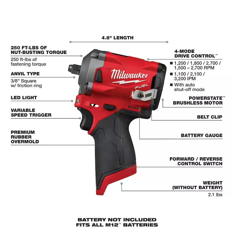12V Lithium-Ion Brushless Cordless 3/8 in. Impact Wrench M95589