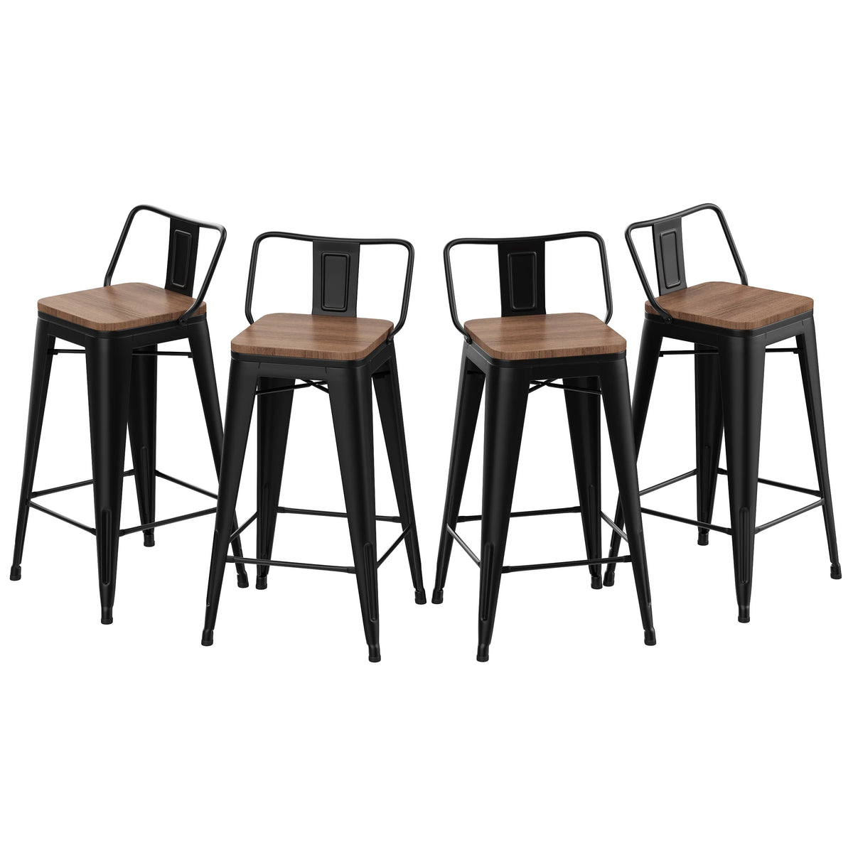 24 Metal Barstools Set of 4 Counter Height with Back K960