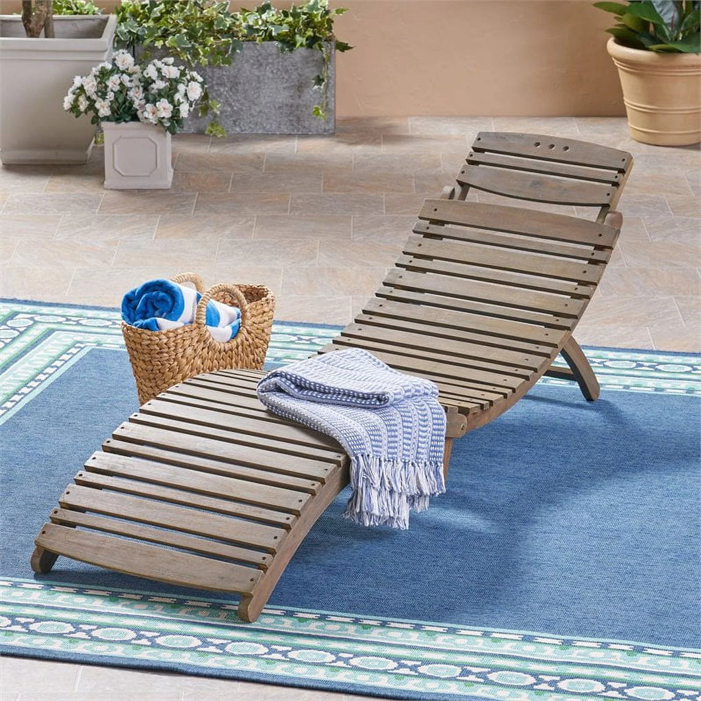 Acacia Wood Foldable Chaise Lounge Q645363