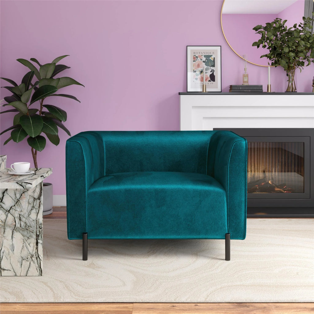 Emerald Green Velvet Upholstered Accent Chair and a Half O4604