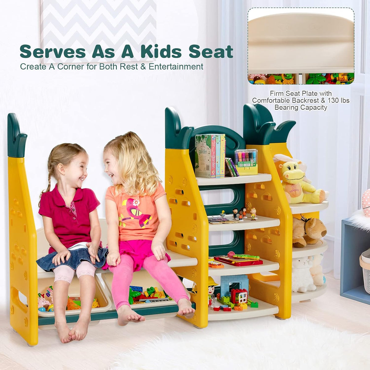 Kids Toy Storage Organizer with 6 Bins and 7 Shelves Q708