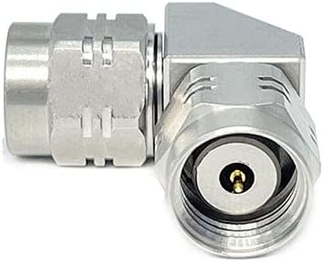 1.85 mm Male to 1.85 mm Male Right Angle Microwave Adapter, DC to 67 GHz, 50 Ohm, Stainless Steel Body A418