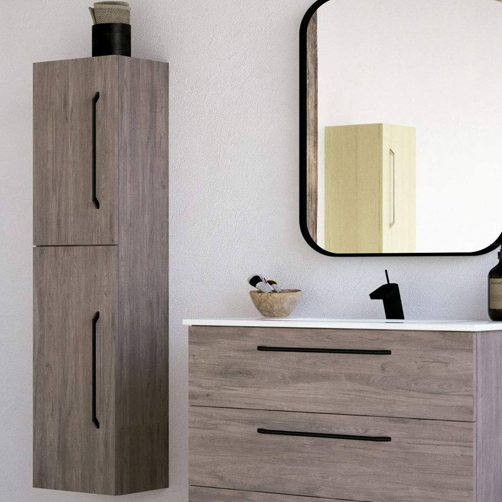 Grey Oak Wood Column Cabinet B4636