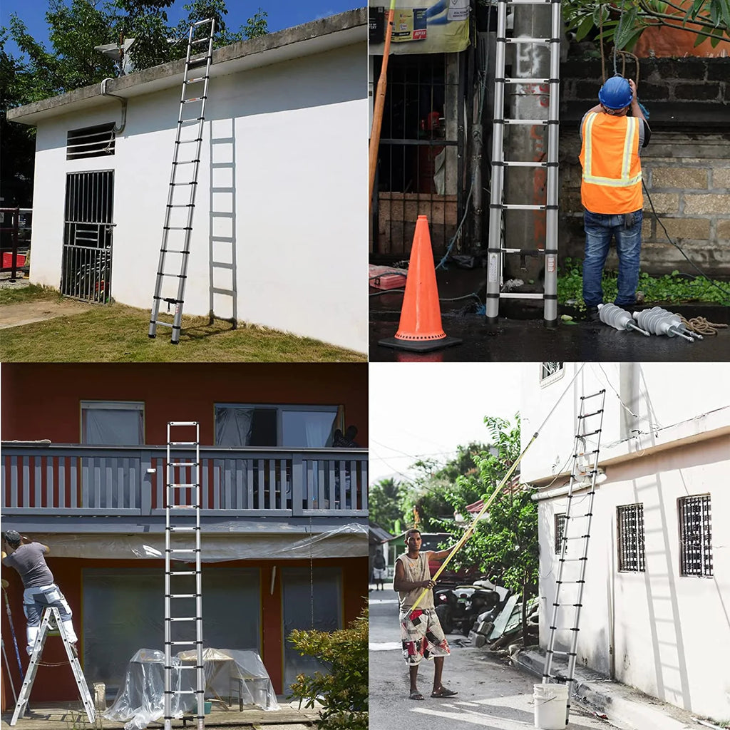 Telescoping Ladder 14FT Aluminum Folding Ladder 330lb Capacity I89005