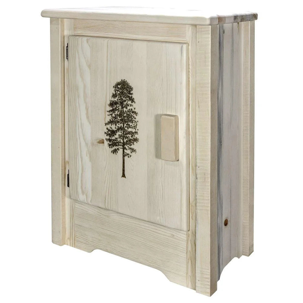 Accent Cabinet with Laser Engraved Pine Design O273837