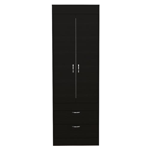 White 2 Door 1 Drawer Wood Armoire Wardrobe C3493