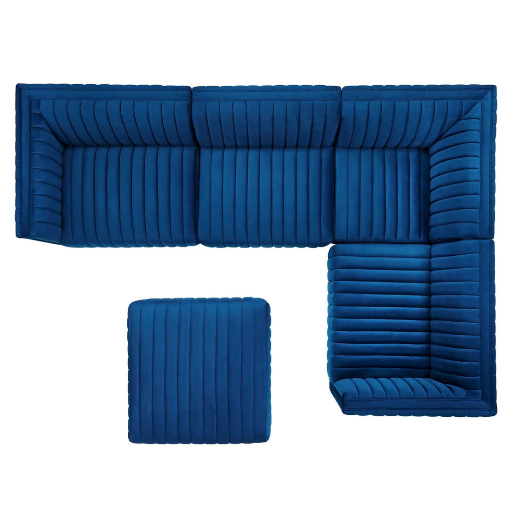Gold Navy Velvet 5-Piece Sectional Z765703