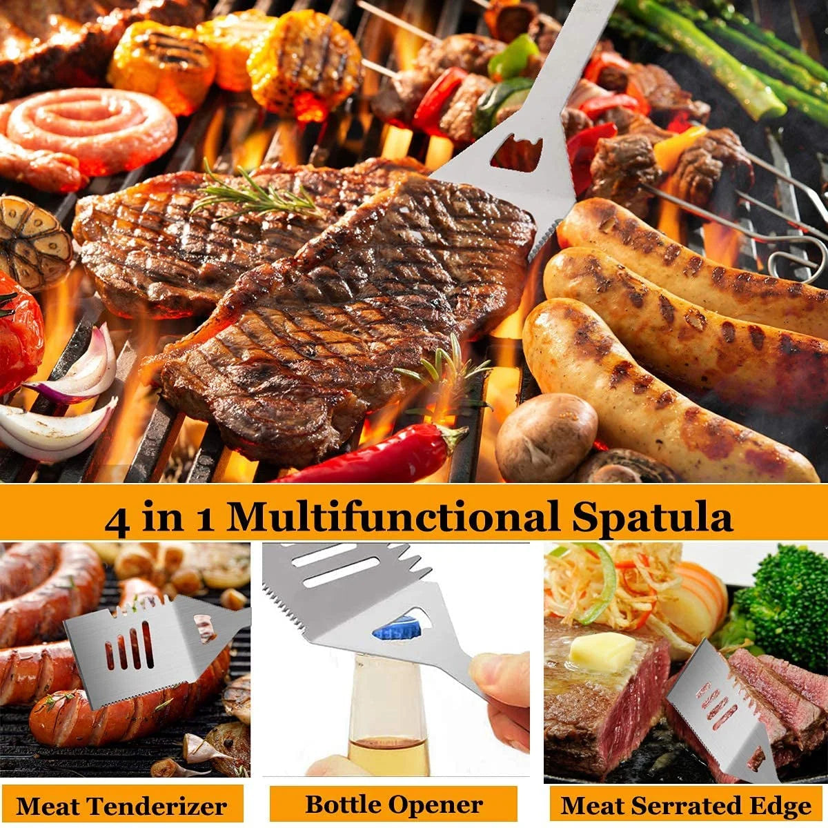 41Pcs Stainless Steel BBQ Grill Tool Set with Storage Bag N146975