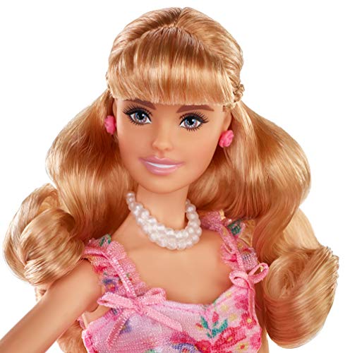 11.5-inch Blonde Hair Doll with Floral Gown and Doll Stand A996