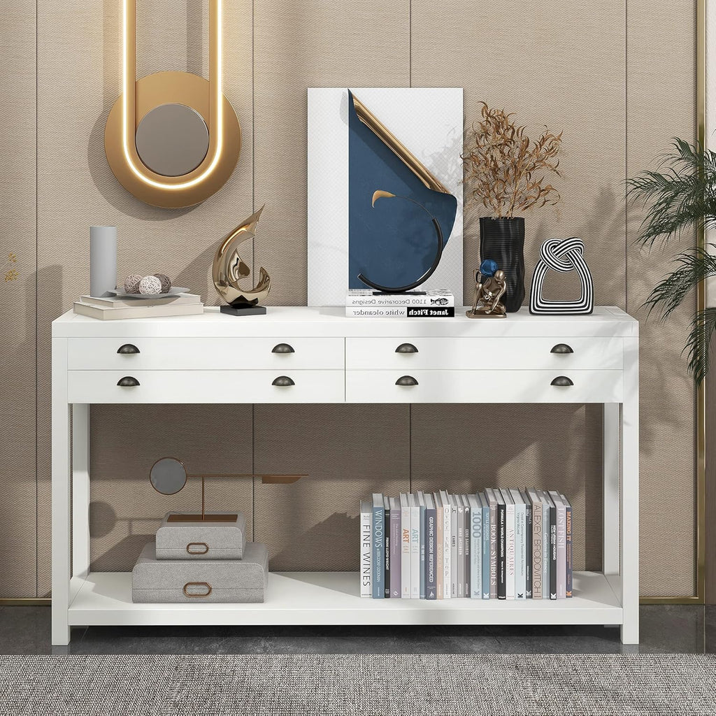 Navy Wood Console Table with 2 Drawers R79025