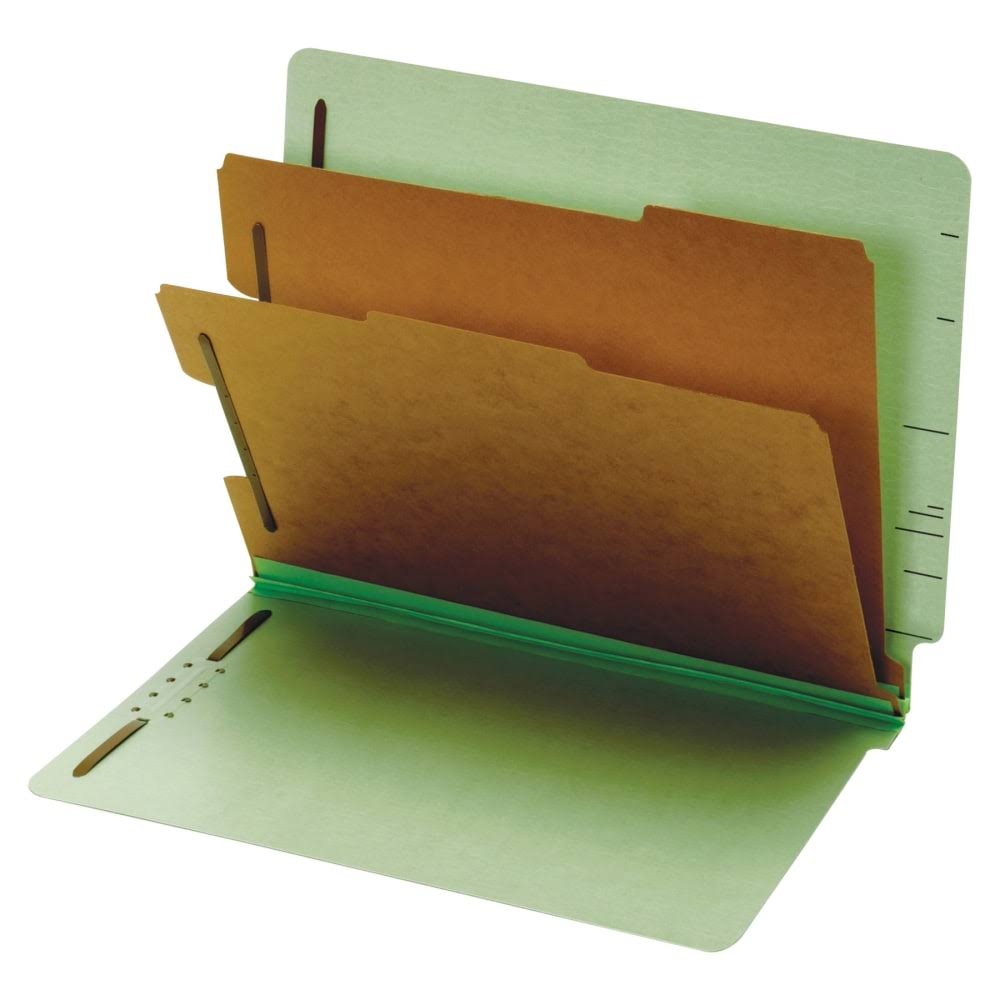Green Pressboard End Tab Classification Folders, Six Sections, Letter E6431