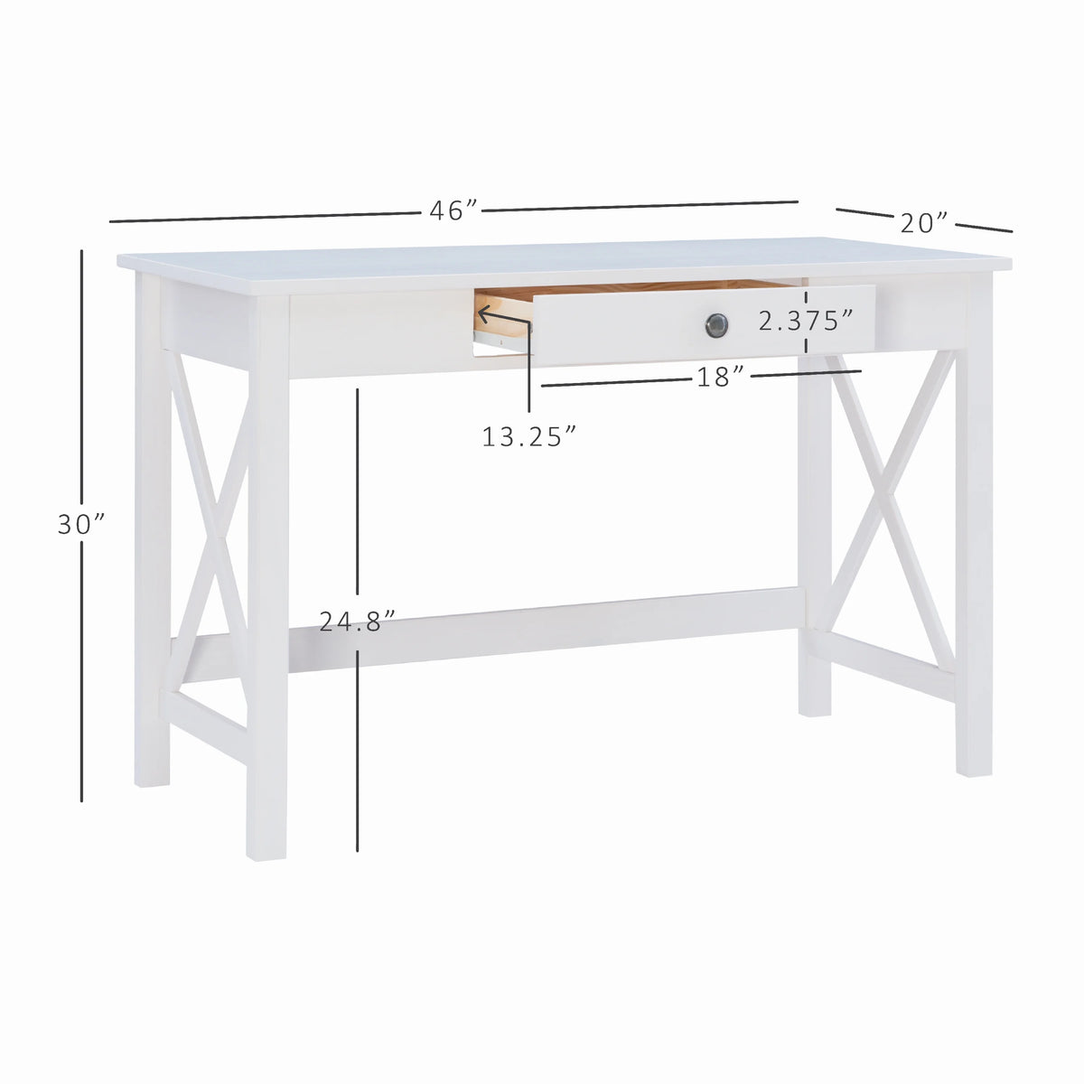 Antique White Single Drawer Writing Desk G708119