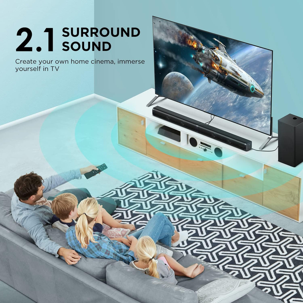 2.1 Slim Sound Bar with Subwoofer K244