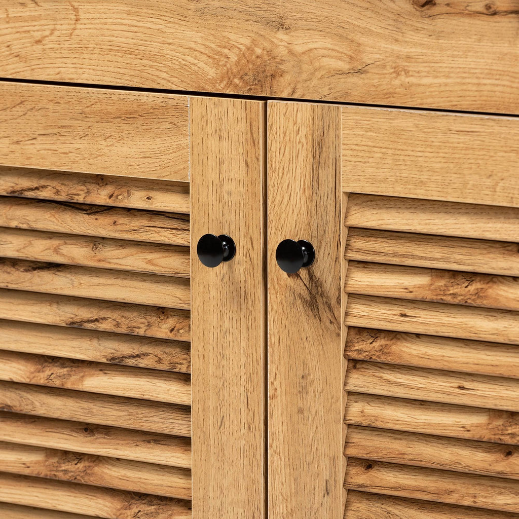 Modern Oak Brown Finished Wood Buffet and Hutch Cabinet Z5652