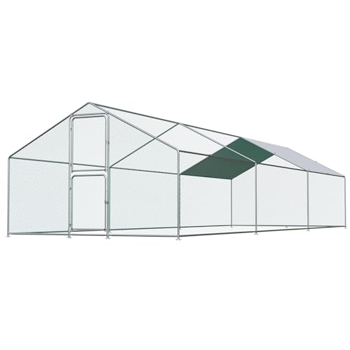 Large Chicken Coop for 30 Chickens with Waterproof UV Resistance Cover and Double Lockable Doors U96080