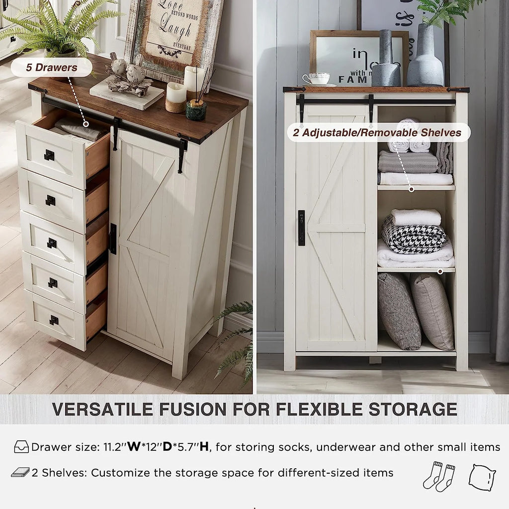 5 Drawer Dresser with Barn Door M289