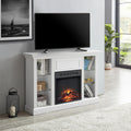 Mid Century Modern Electric Fireplace TV Stand with Tempered Glass Adjustable Shelves W259