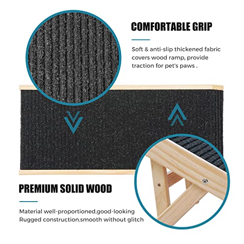 18" Tall Adjustable Wooden Folding Pet Ramp with Non Slip Carpet Surface H9768