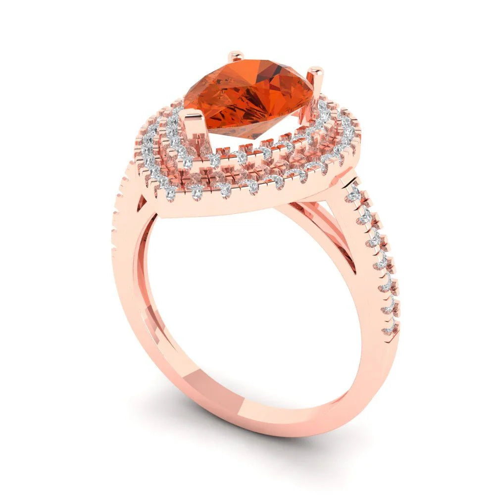 14k Rose Gold Halo Solitaire Ring size 6.5 E762