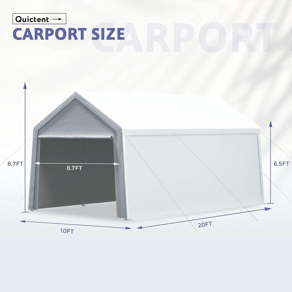 White 10'x20' Heavy Duty Car Canopy Garage X94636