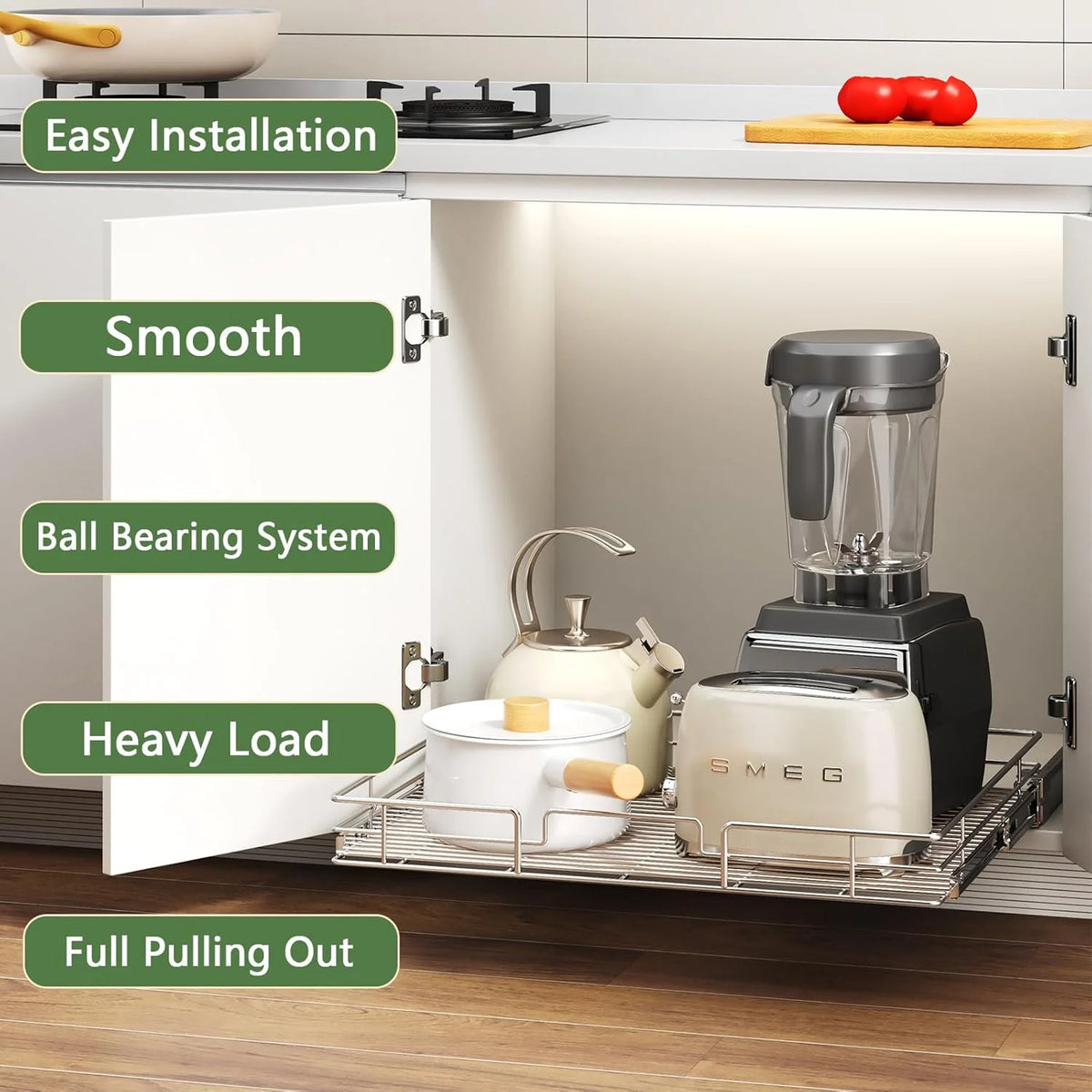 27W x 21½D Heavy Duty Pull Out Cabinet Shelves Q1432