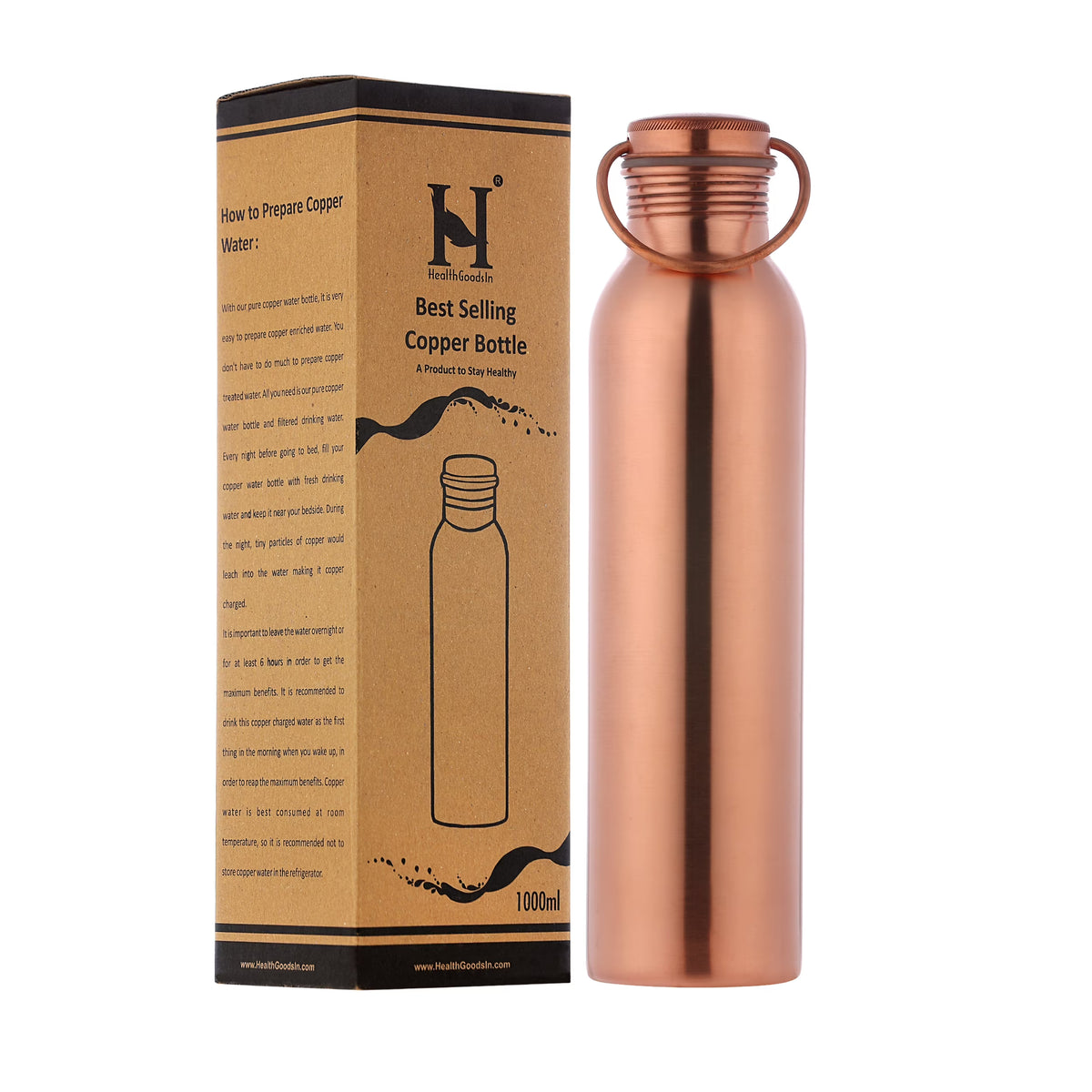 Pure Copper Water Bottle 1000 ML N20063