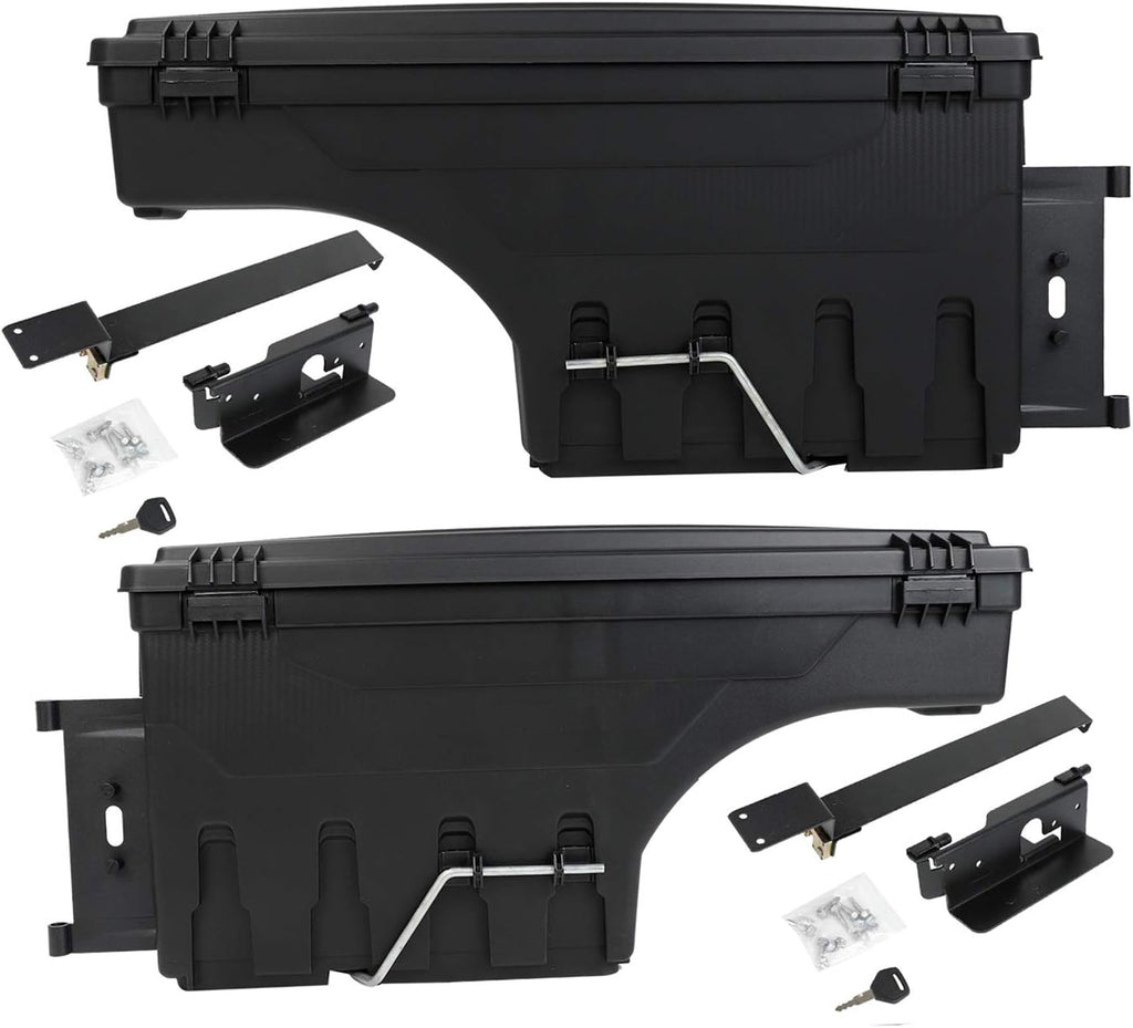 Truck Bed Wheel Well Storage Case Tool Box Black Lockable Storage Box Unit One Pair C248584