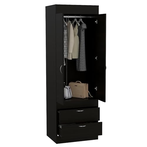 White 2 Door 1 Drawer Wood Armoire Wardrobe C3493