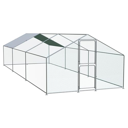 Large Chicken Coop for 30 Chickens with Waterproof UV Resistance Cover and Double Lockable Doors U96080