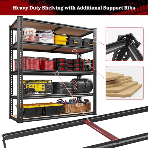 40" W 5 Tier Metal Shelving 2500LBS R9543