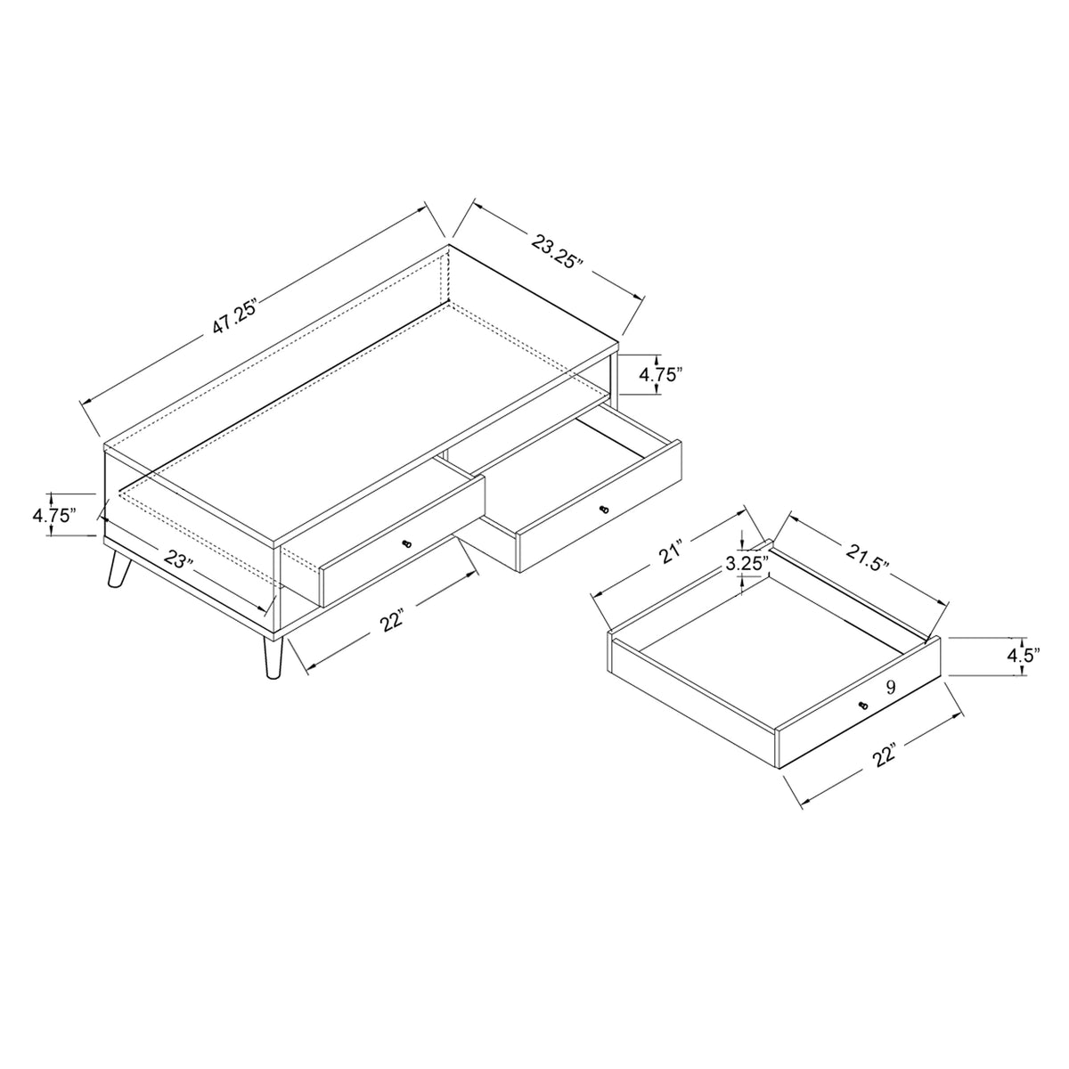 White 2-Drawer Coffee Table P452396