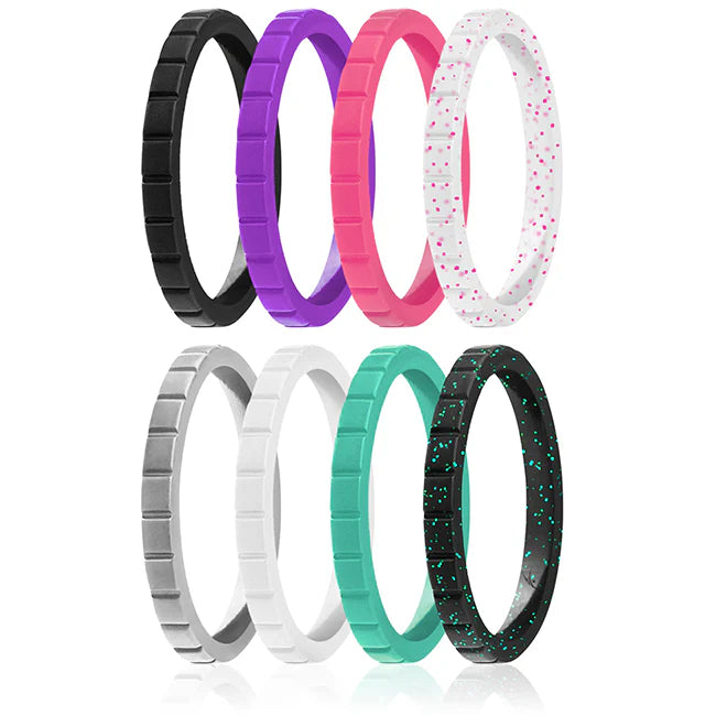 Silicone Ring Set, MultiColor, 8 x 10 mm I638
