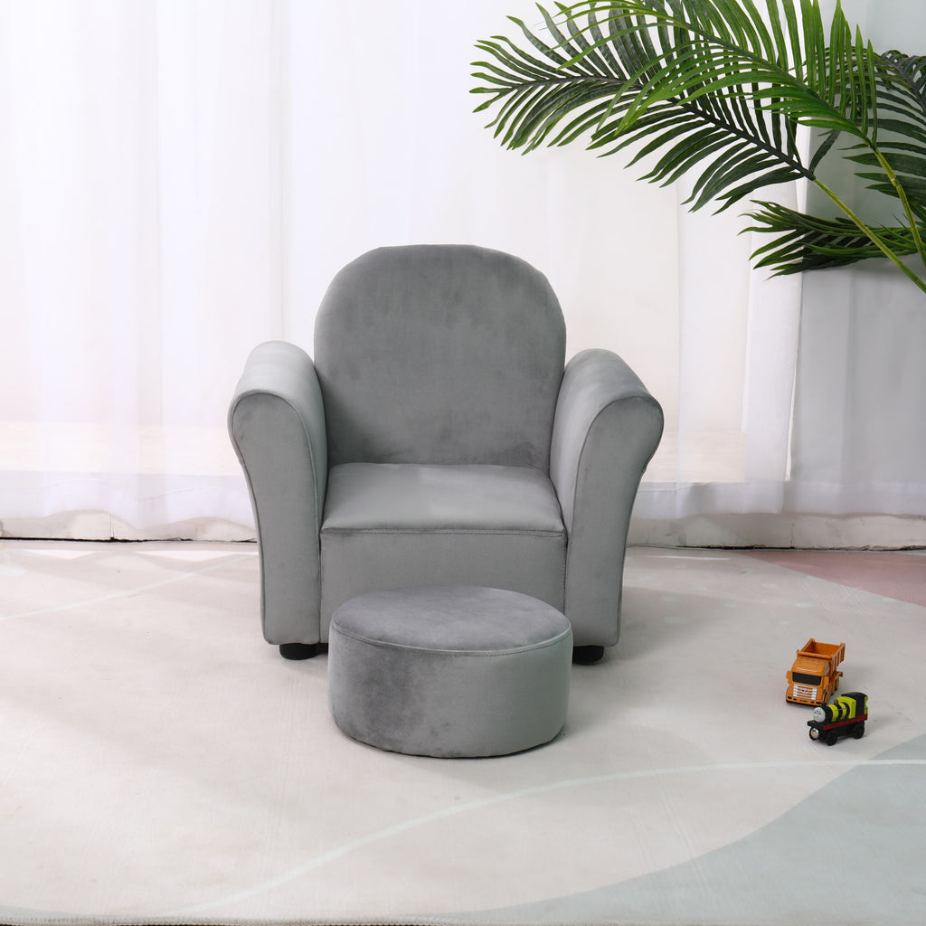 Pink Velvet Kids Sofa with Ottoman C15451