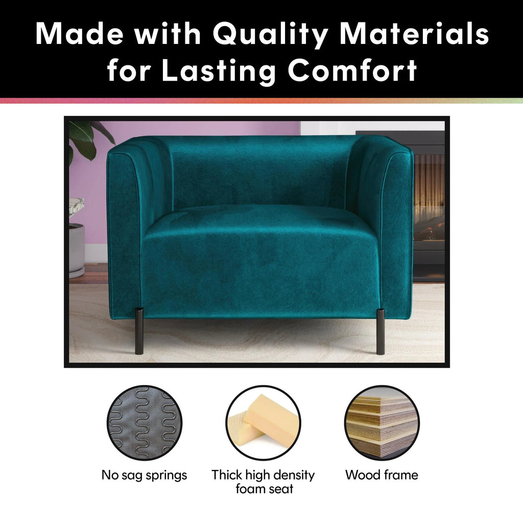 Emerald Green Velvet Upholstered Accent Chair and a Half O4604