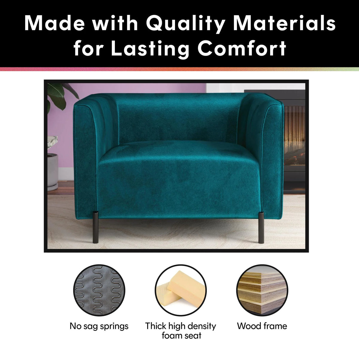 Emerald Green Velvet Upholstered Accent Chair and a Half O4604