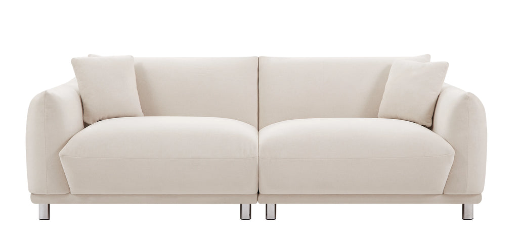 Beige 2 Seater Loveseat Sofa with 2 Pillows F21237