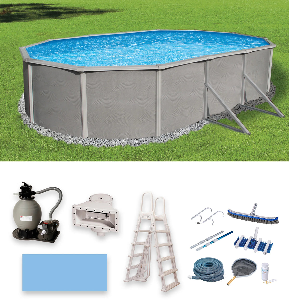 18-ft x 33-ft Oval 52-in Deep Metal Wall Swimming Pool U84373