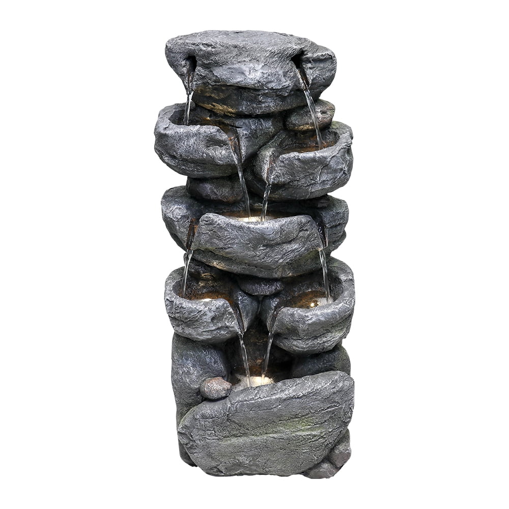 Stacked Rock Fountain with LED Lights W103837