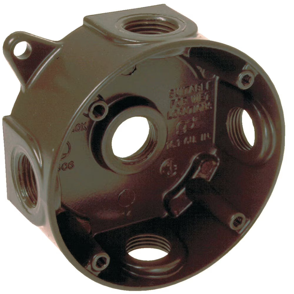 Bell 4 In. 5-Outlet 1/2 In. Bronze Weatherproof Outdoor Round Box X411281