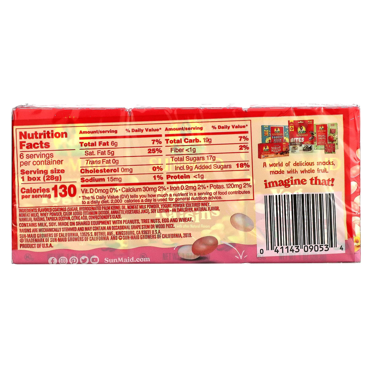 Yogurt Covered Raisins Strawberry & Vanilla 6 Boxes N53446
