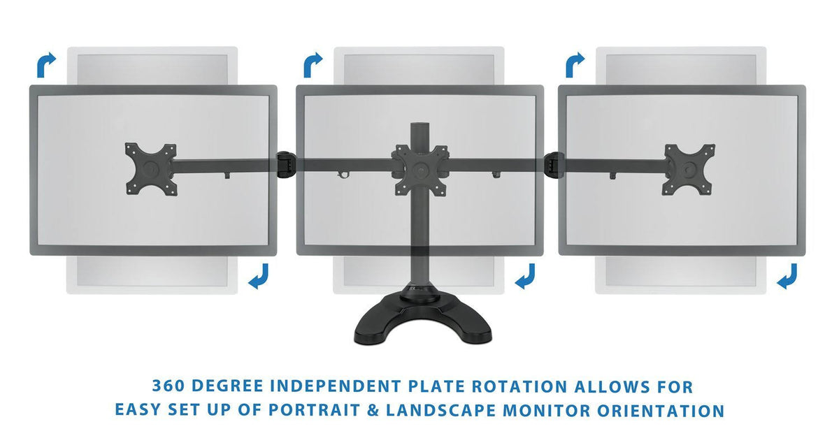 Triple Freestanding Height Adjustable Monitor Desk Mount, Black N9383