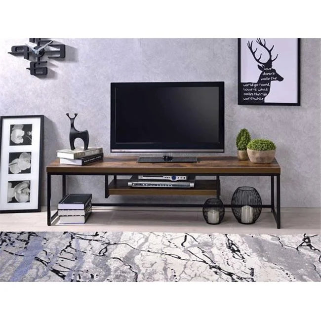 Weathered Oak & Black TV Stand G7929