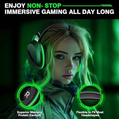 Wireless Gaming Headset with Noise Canceling Microphone, 50H Battery A7241