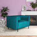 Emerald Green Velvet Upholstered Accent Chair and a Half O4604