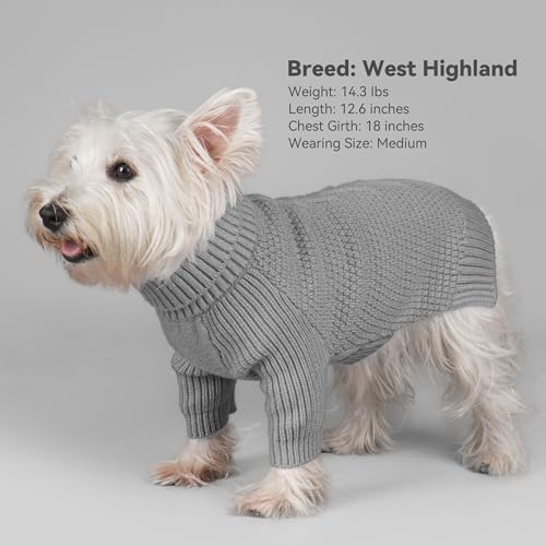 Dog Christmas Sweater Turtleneck Soft Knitted Long Sleeves Burgundy 2XL K21334