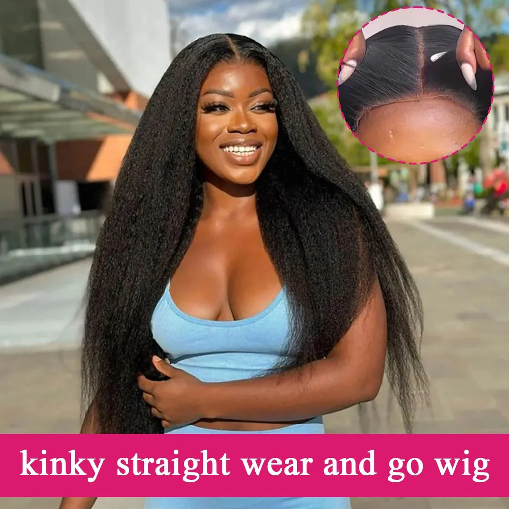 Human Hair Kinky Straight 4x4 Lace Front Wig 14 inch U3983