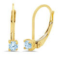 0.2 ct Round Cut Drop Dangle Blue Simulated Diamond 18k Yellow Gold Lever Back Earrings F388132