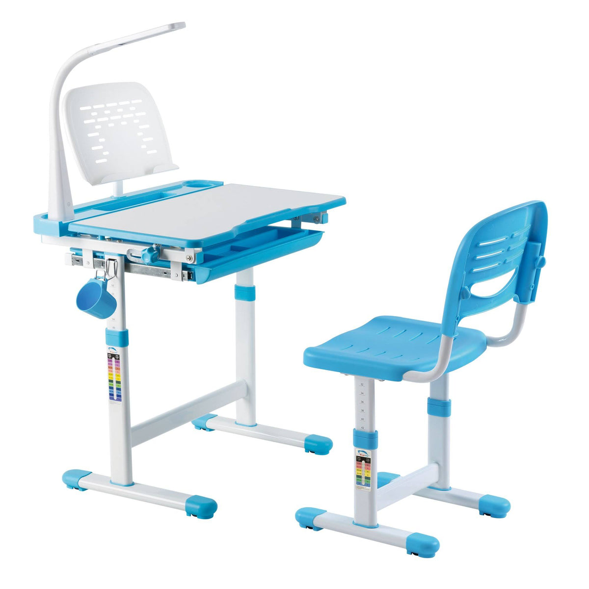 Gray Kid's Desk and Chair Set with Lamp and Book Holder X264259
