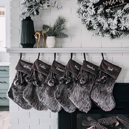 Grey Faux Fur Christmas Stocking Z51670